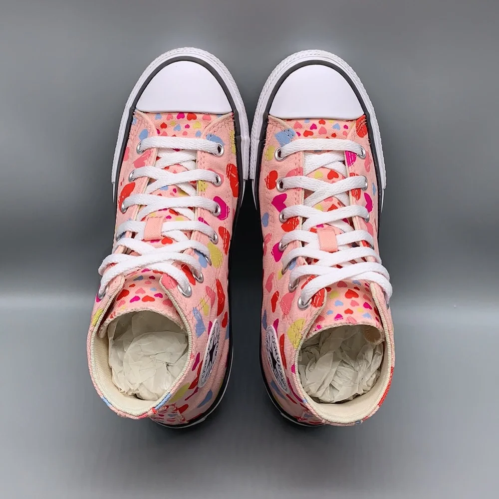 Converse Kids Sneakers - Pink with Multicolor Hearts - Picture 6 of 14